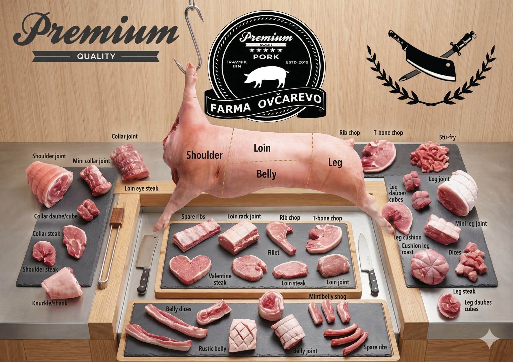 Premium svježe svinjsko meso — Farma Ovčarevo